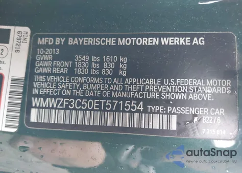 2014 Mini Clubman Cooper z USA, uszkodzony, nr VIN WMWZF3C50ET571554